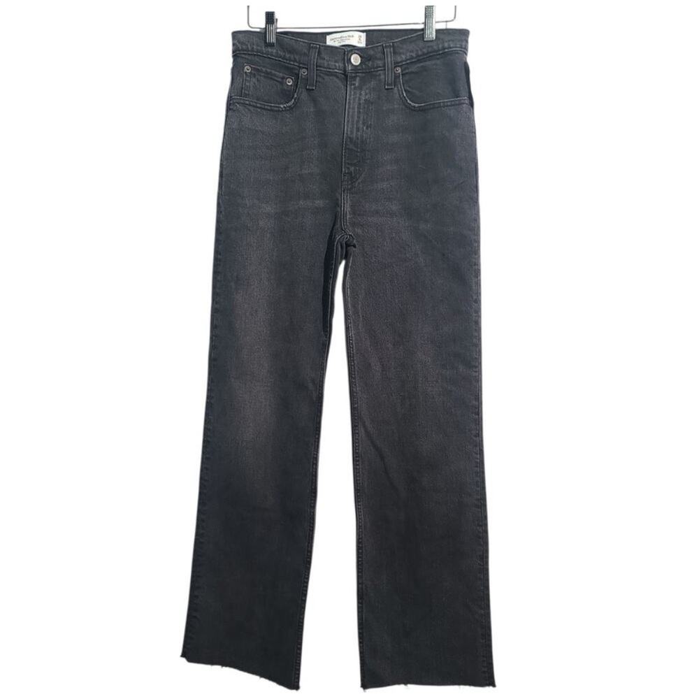 NWT Abercrombie & Fitch- The 90's Relaxed Jeans- High Rise- Washed Black Raw Hem - Picture 15 of 15